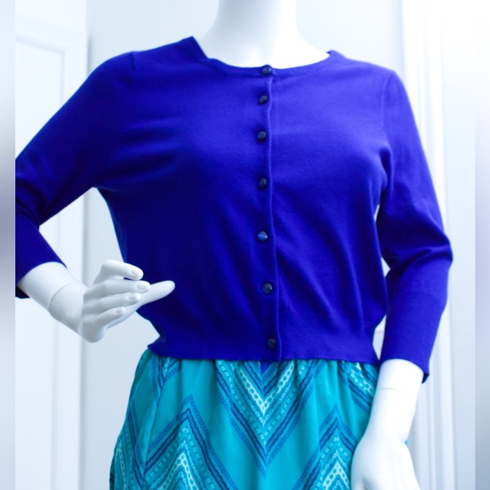 Cyrus Vibrant Blue Button-Up 3/4 Sleeve Cardigan Soft Women’s Top Size Small - Picture 3 of 11